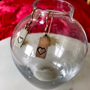 Sterling silver handmade heart hammered earrings